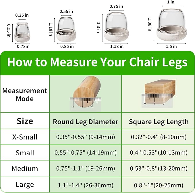 24PCS Clear Chair Leg Floor Protectors, Round Felt Furniture Pads - Image 2