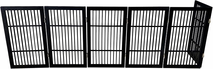 Pet Dog Gate Strong and Durable Freestanding Folding Acacia Hardwood Portable - Image 8