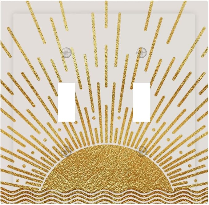 Mid Century Boho Golden Sun Sunrise Sunset Decorative Switch Plates 2 Gang by Unknown
