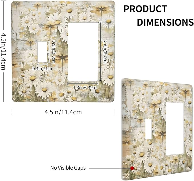 Vintage Letter Paper Wildflowers Dragonfly Daisy Floral Outlet Covers 1 Toggle - Image 4