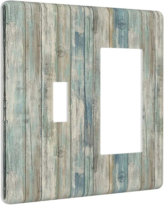 Tea Vintage Wood Plank Distressed Grain Rustic Shiplap Board 2 Gang Light - Image 2
