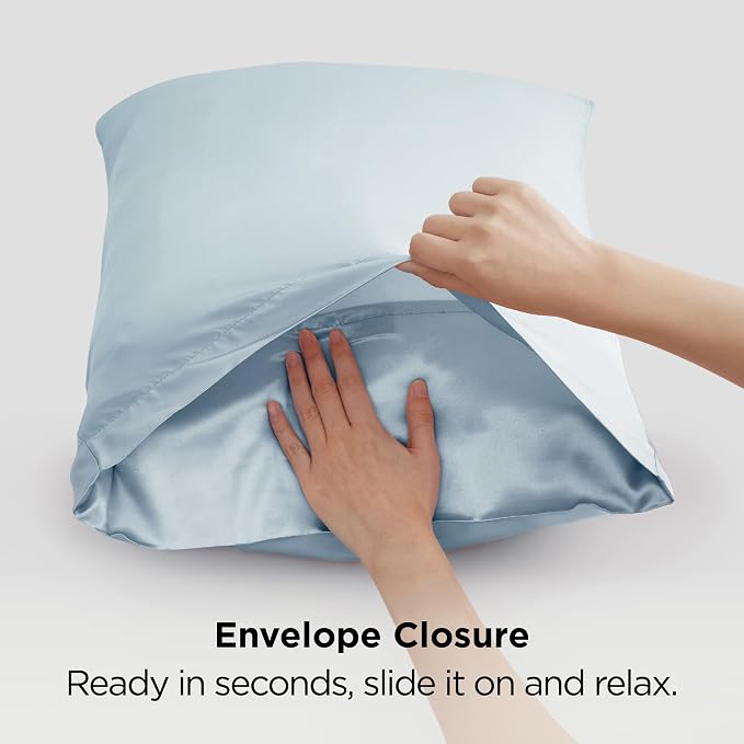 Bedsure Satin Pillowcases, Similar to Silk Pillow Cases Queen Size Set of 2 - Image 8
