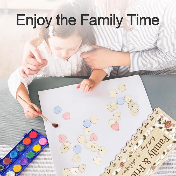 CHDITB Wooden 3D Family Friends Birthday Calendar Wall Hanging, Boho Flowers - Image 3