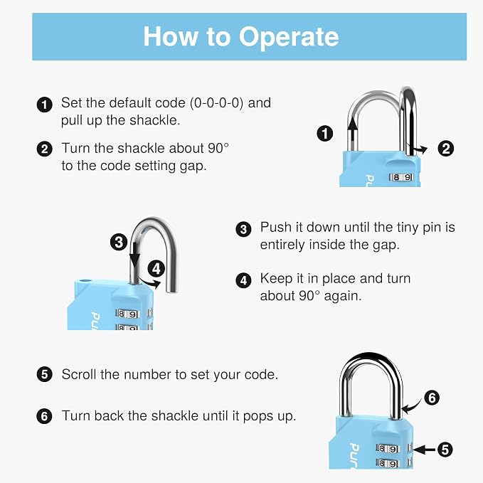Puroma 2 Pack Combination Lock for Locker 4 Digit Outdoor Waterproof Padlock - Image 6
