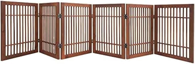 Pet Dog Gate Strong and Durable Freestanding Folding Acacia Hardwood Portable by Urnporium