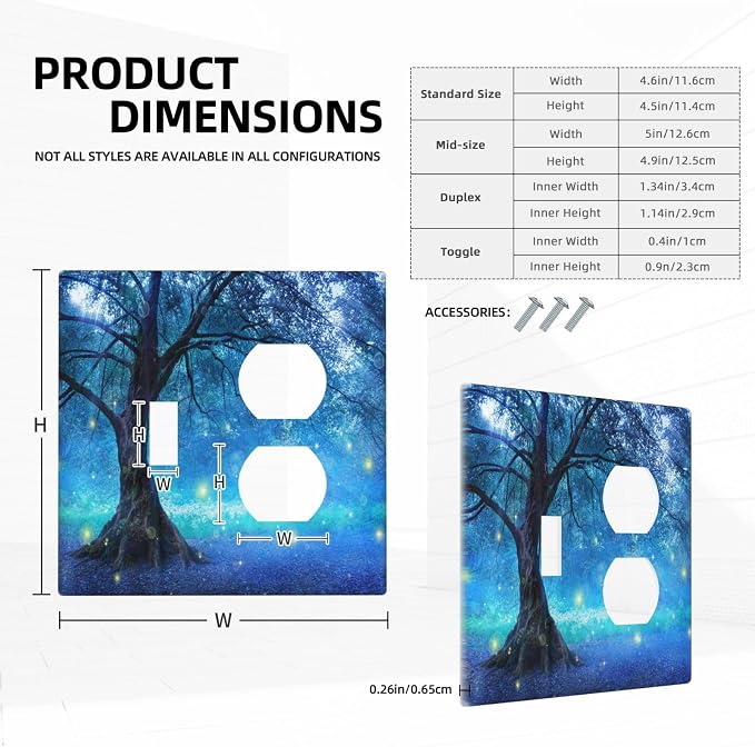 Decorative Light Switch Cover Plate Fantasy Fairy Tree In Mystic Forest 2 Gang - Image 5