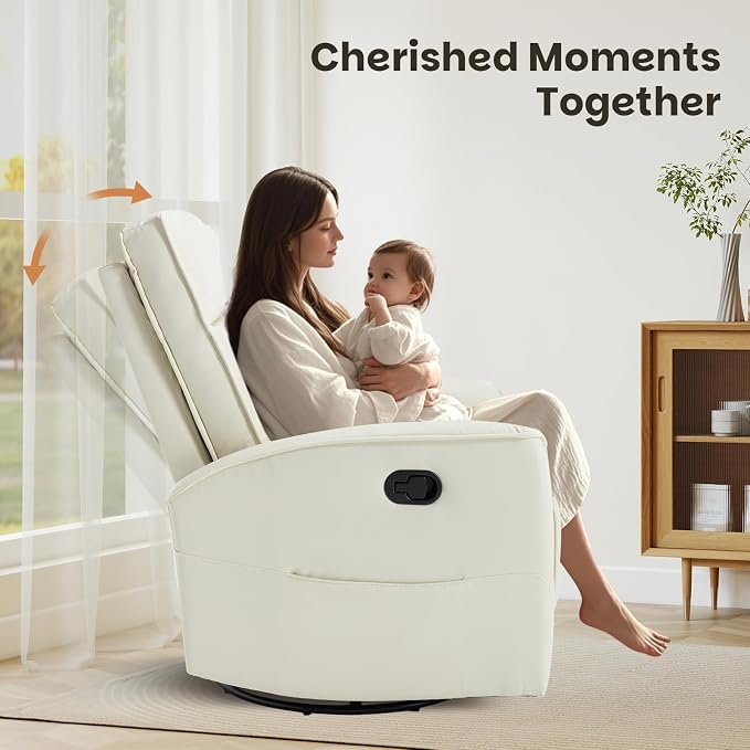 CANMOV Rocker Recliner Chair, 360°Swivel Nursery Glider Recliner, Manual - Image 3