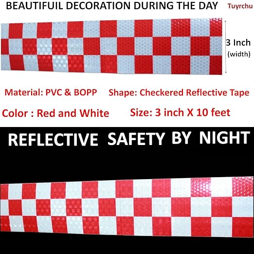 Red and White Reflective Tape Outdoor Waterproof 3 inch X 10 feet, High - Image 3