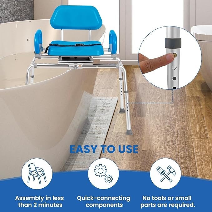 Platinum Health Carousel Sliding Shower Chair Tub Transfer Bench - Image 5