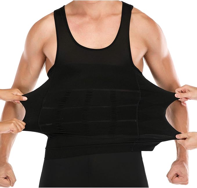 Mens Compression Shirt to Hide Gynecomastia Moobs Slimming Body Shaper Vest - Image 3