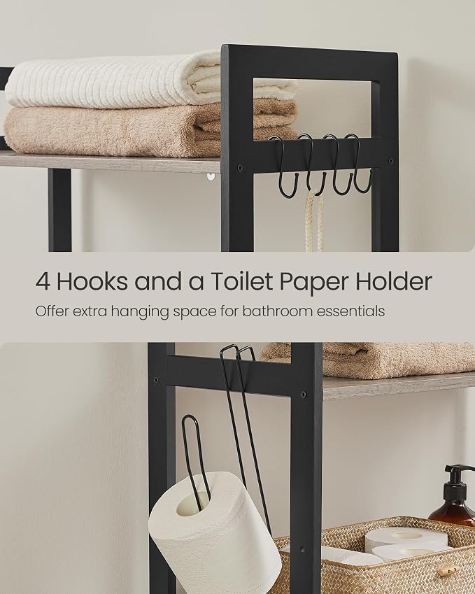 SONGMICS Over-The-Toilet Storage, 3-Tier Bathroom Organizer Over Toilet - Image 4