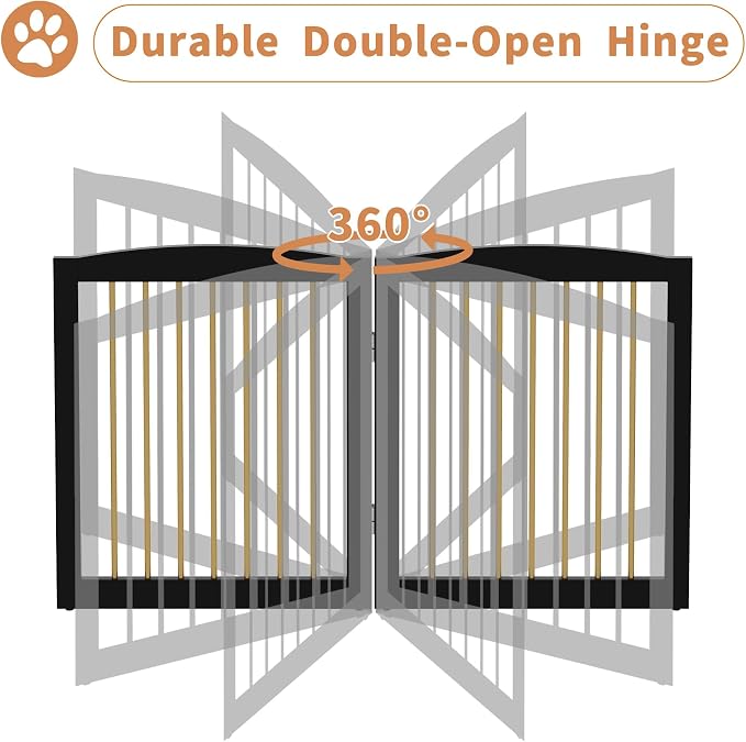 Freestanding Pet Gate for Dogs, Foldable Wooden Dog Gate for House, Indoor Dog - Image 5