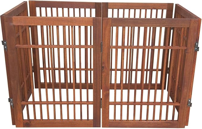 Pet Dog Gate Strong and Durable Freestanding Folding Acacia Hardwood Portable - Image 6