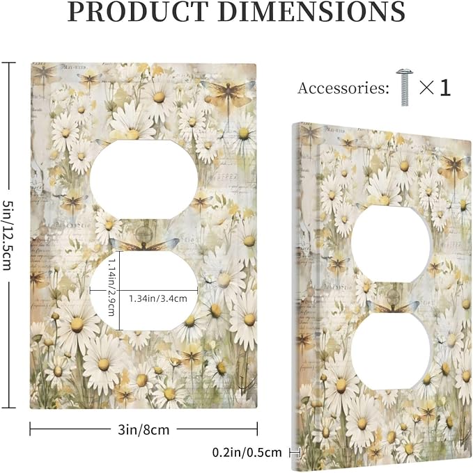 Vintage Letter Paper Wildflowers Dragonfly Daisy Floral Outlet Covers 1 Gang - Image 5