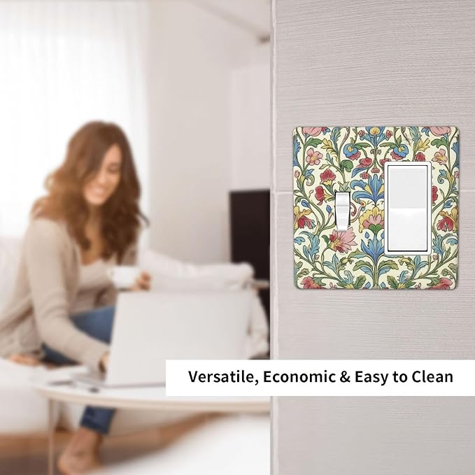 Outlet Covers Boho Red Floral Morris Plant Leaves 1 Toggle 1 Rocker Combination - Image 6