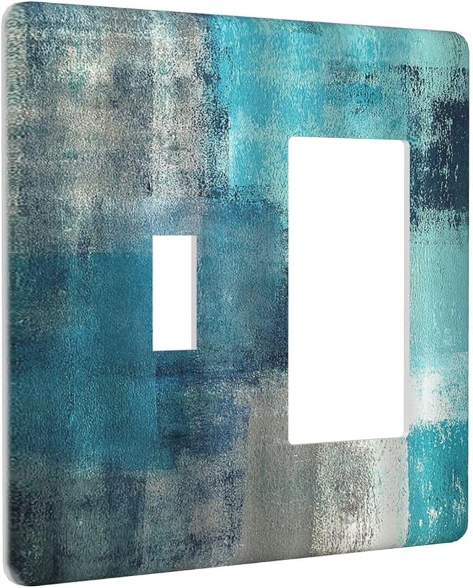 Outlet Covers Teal Blue Modern Geometric Abstract Turquoise Green 1 Toggle 1 - Image 2