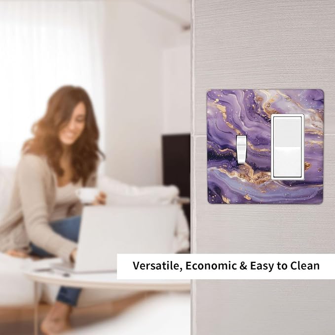 Luxury Marble Texture Purple And Gold Abstract Print Outlet Covers 1 Toggle 1 - Image 6