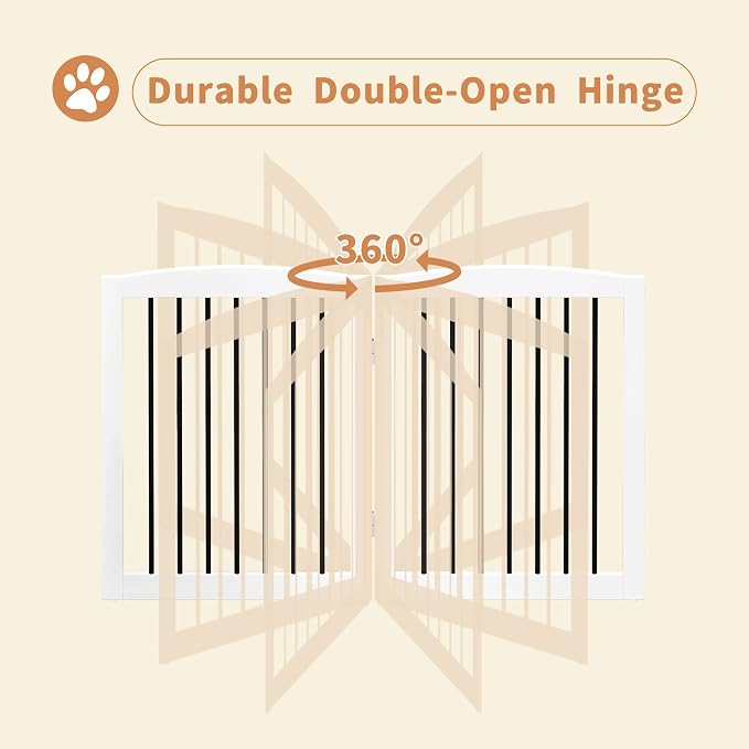 Freestanding Pet Gate for Dogs, Foldable Wooden Dog Gate for House, Indoor Pet - Image 6