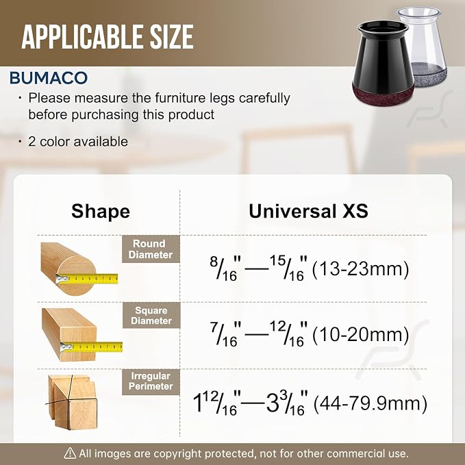BUMACO Chair Leg Floor Protectors Chair Leg Protectors - Image 2