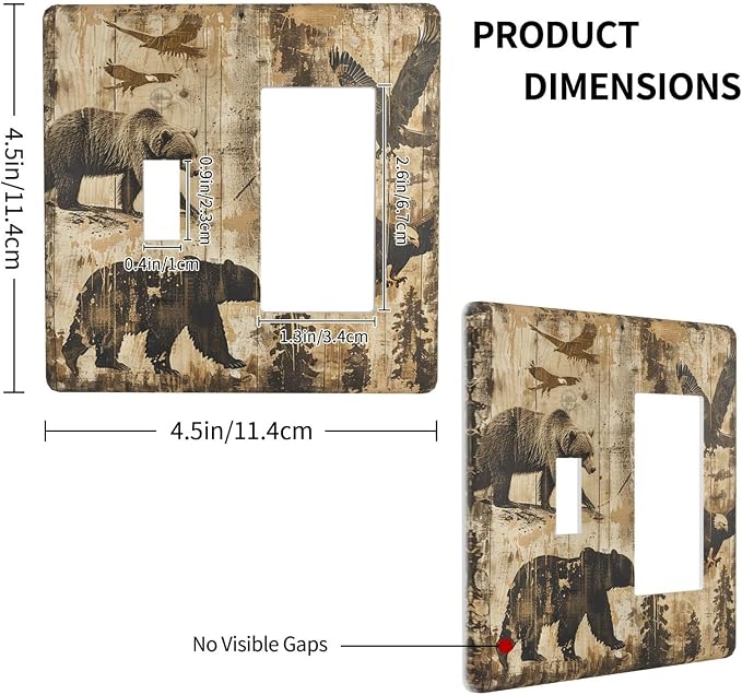 Outlet Covers Vintage Cabin Wildlife Animal Bear Eagle Forest 1 Toggle 1 Rocker - Image 4