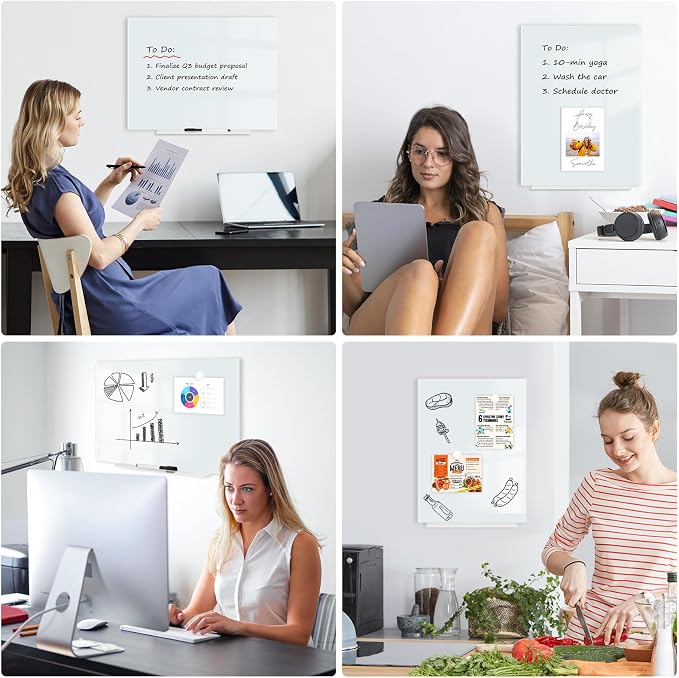 Magnetic Glass Whiteboard for Wall, Large Frameless White Board for Home and - Image 8