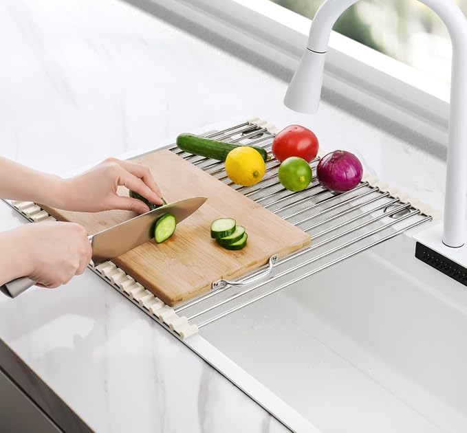 Tomorotec 17.7" x 15.5" Roll Up Dish Drying Rack Over Sink Drying Rack Sink - Field & Grace
