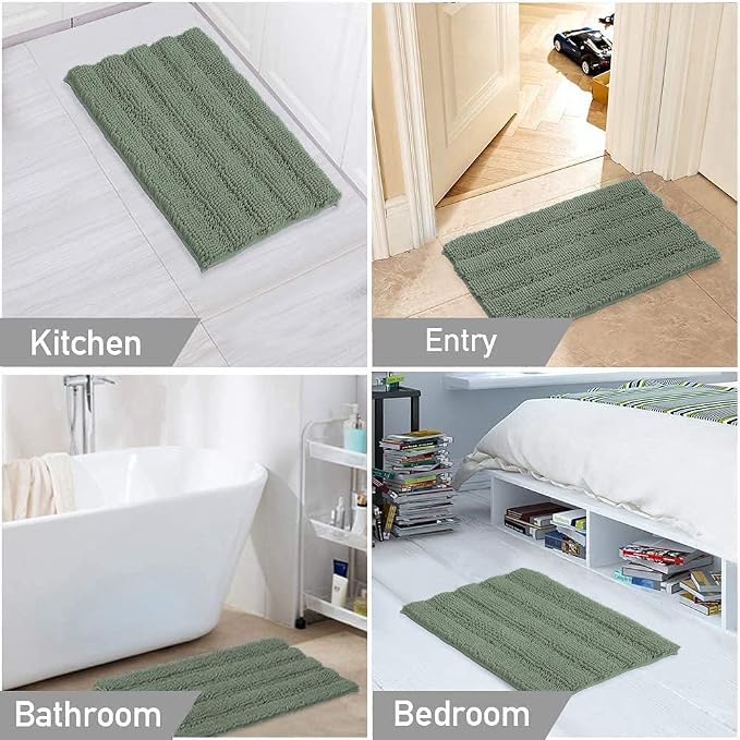 Turquoize Chenille Bathroom Rugs Non-Slip Bath Mats - Image 6