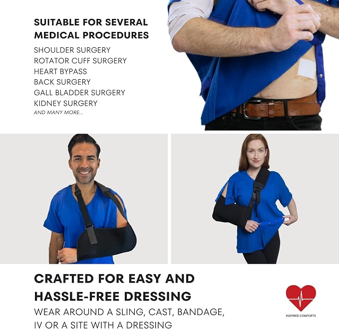 Inspired Comforts Unisex Post Surgery & Rehab V Neck Dual Access Snap Shirt - Image 3