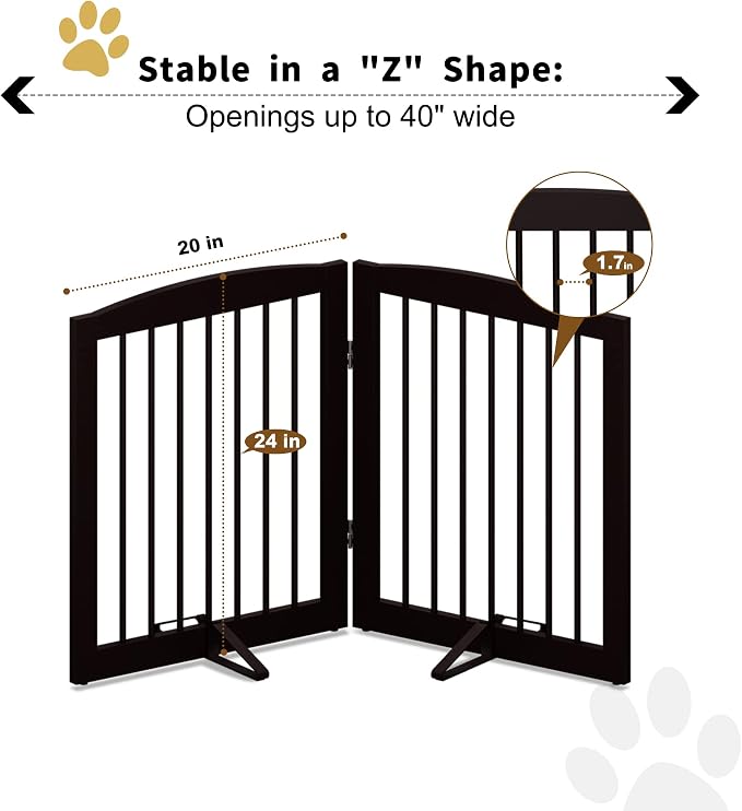 Freestanding Pet Gate for Dogs, Foldable Wooden Dog Gate for House, Indoor Pet - Image 5