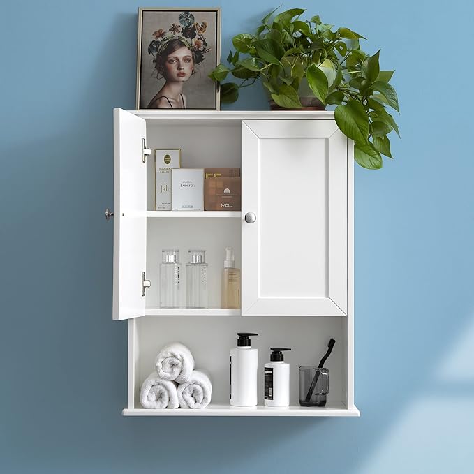 White Bathroom Wall Cabinet Over The Toilet Storage Cabinet, 24x30 Inch Wood by VANIRROR