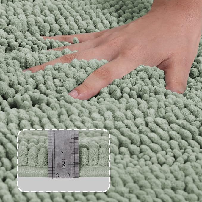 Turquoize Sage Green Bathroom Rugs Runner Extra Long 47 x 17 Large Bath Mat - Image 2