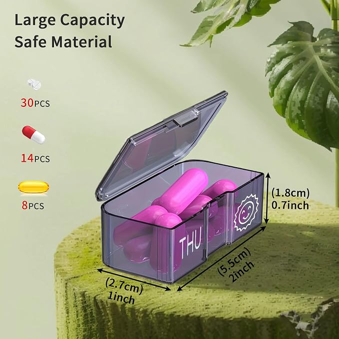 Pill Organizer 2 Times a Day, Am Pm Twice Daily Pill Case, Detachable Large - Image 5