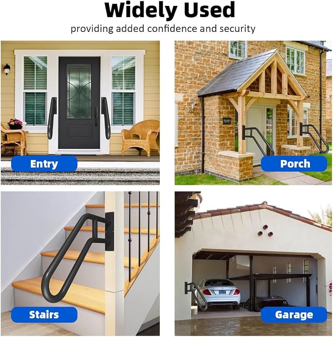 Hand Rails for Outdoor Steps Stair Railing Indoor Rail Metal Heavy Duty - Image 3