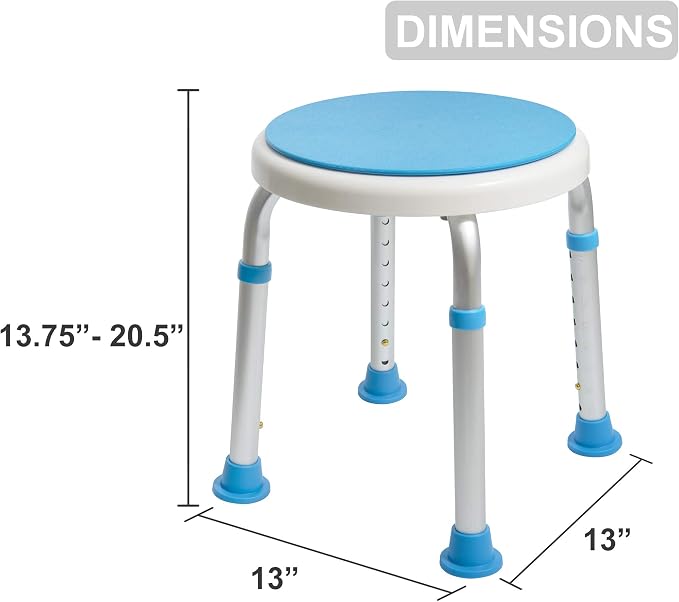 Vaunn Medical Tool-Free Assembly Adjustable Swivel Shower Stool Seat Bench - Image 4