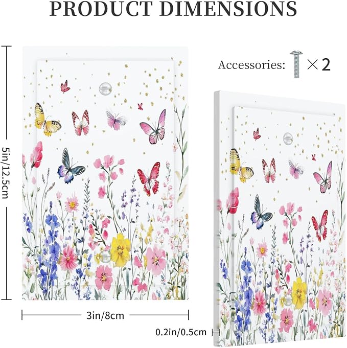 Light Switch Cover Plate Watercolor Floral Butterfly Colorful Wildflower 1 Gang - Image 5