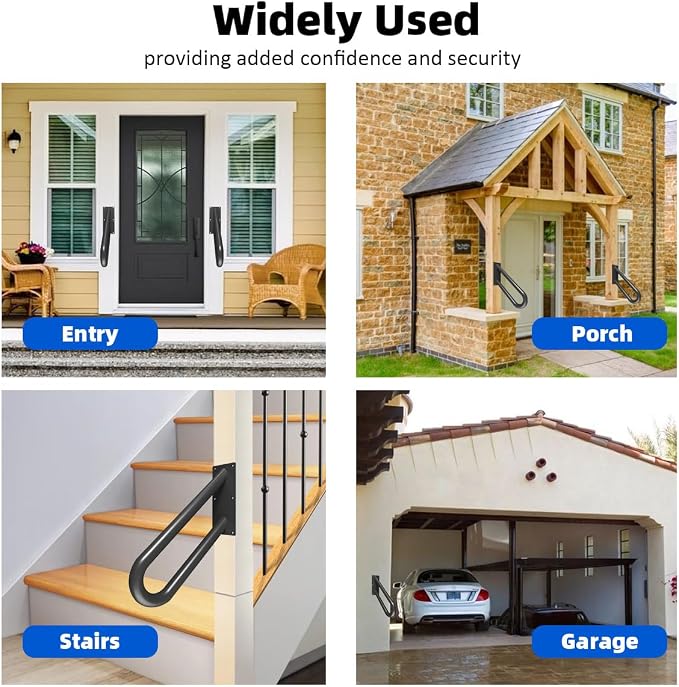 Hand Rails for Outdoor Steps Stair Railing Indoor Rail Metal Heavy Duty - Image 4