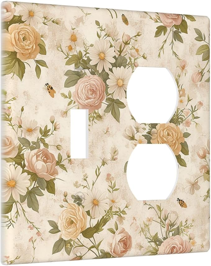 Wallplates Boho Vintage Roses Pink Red Yellow Bouquet Floral 1 Toggle 1 Duplex - Image 2