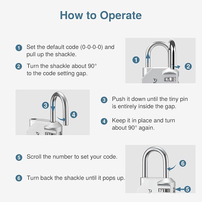 Puroma 4 Pack Combination Lock for Locker 4 Digit Outdoor Waterproof Padlock - Image 7