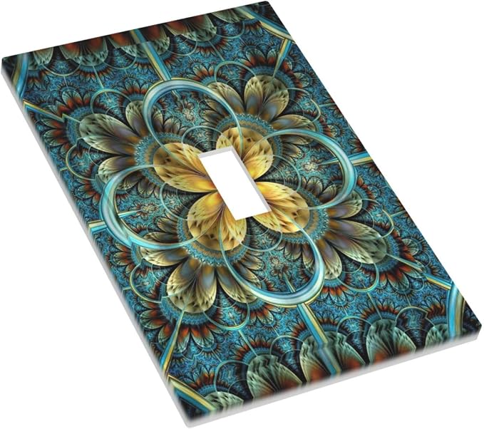 Light Switch Cover Boho Fractal Mandala 1 Gang Wall Plate Cover Bohemia Single - Image 3