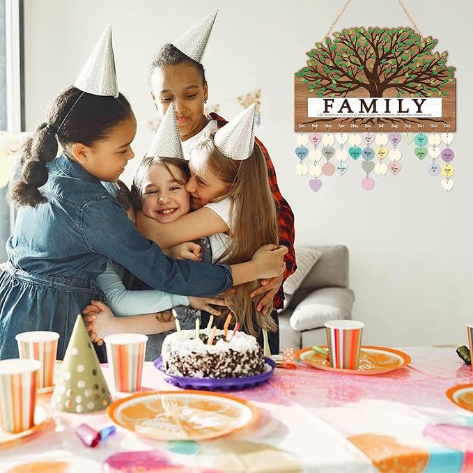 KAlRNE Family Birthday Board, Vintage Wooden Reminder Calendar, Rustic - Image 3