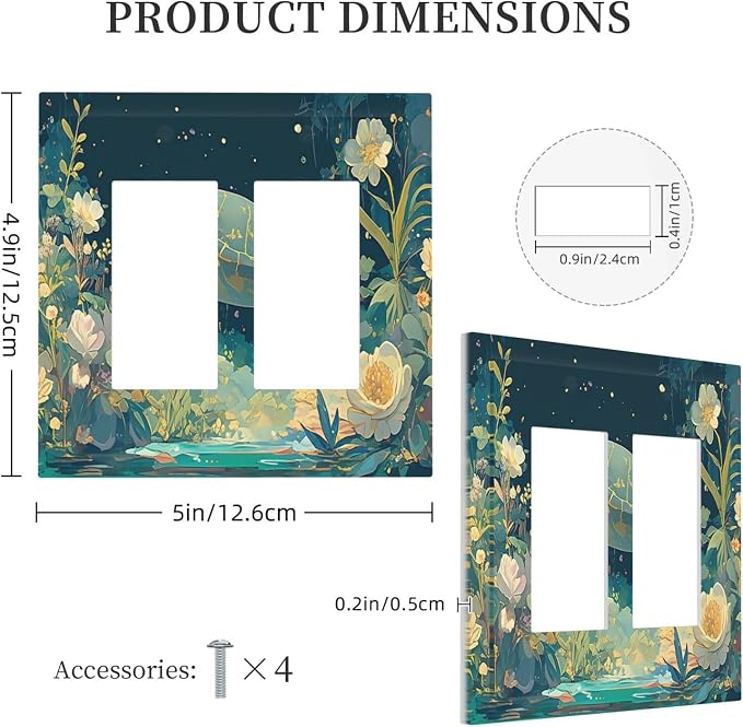 Decorative Outlet Covers Fantasy Sea World Sea Turtle Floral Plant 2 Gang - Image 5