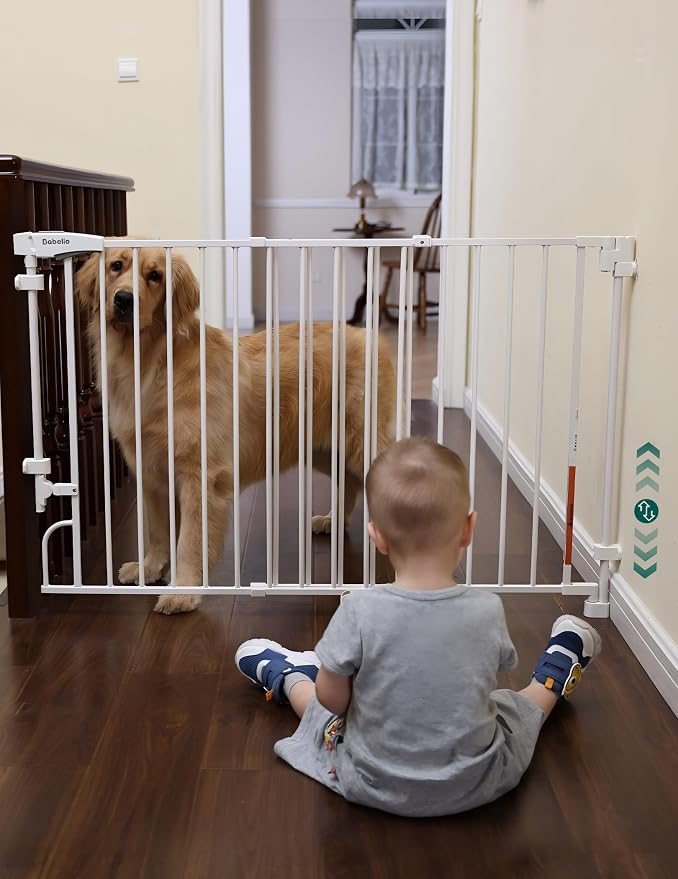 Babelio No Bottom Bar & Easy to Remove Baby Gate, 35.5-55" Extra Wide Hardware by BABELIO