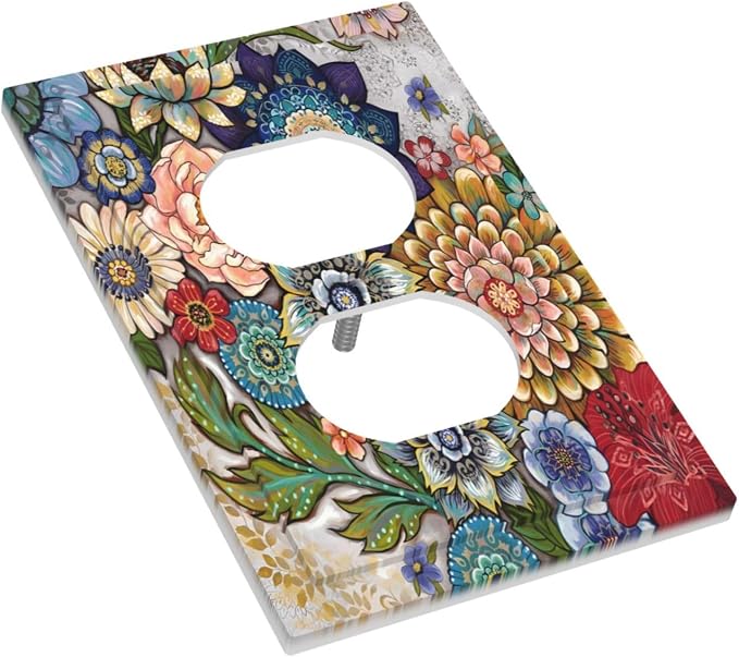Boho Floral Colorful Floral Multi Color Flower Outlet Covers 1 Gang Duplex - Image 3