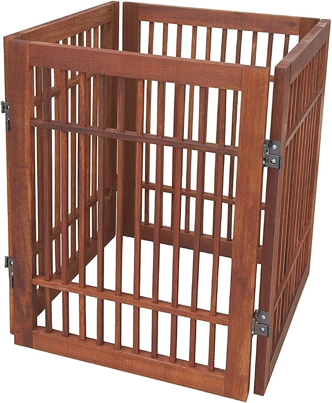 Pet Dog Gate Strong and Durable Freestanding Folding Acacia Hardwood Portable - Image 7