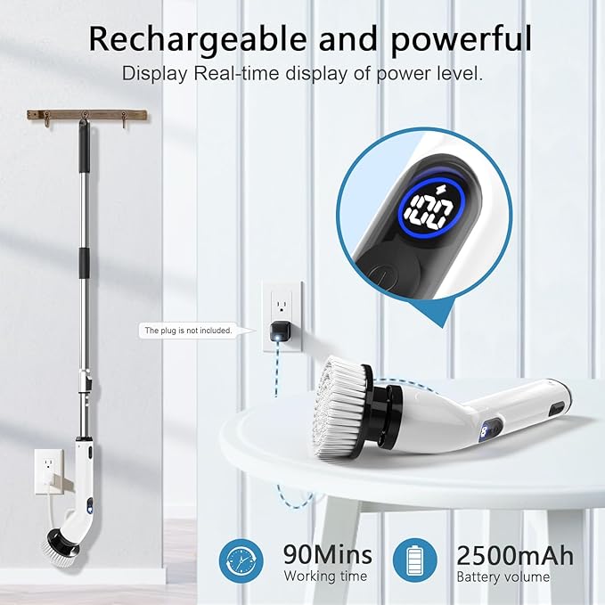 TUYU Electric Spin Scrubber, Full-Body IPX7 Waterproof Bathroom Scrubber - Field & Grace