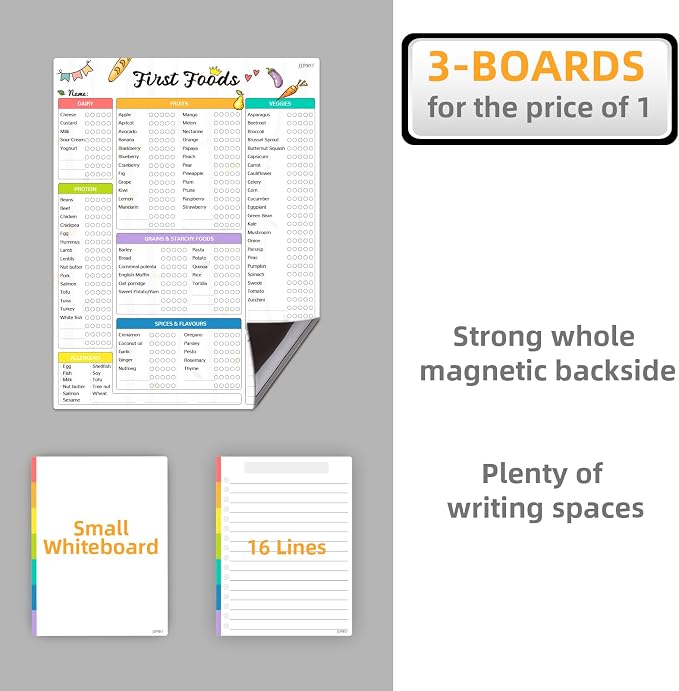 Newborn Baby or Toddler First Foods Tracker Whiteboard-Magnetic Dry Erase Daily - Image 4