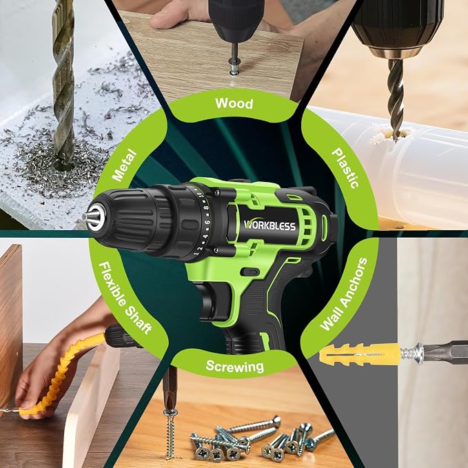 WORKBLESS 21V Power Drill Set, Cordless Drill - Image 8