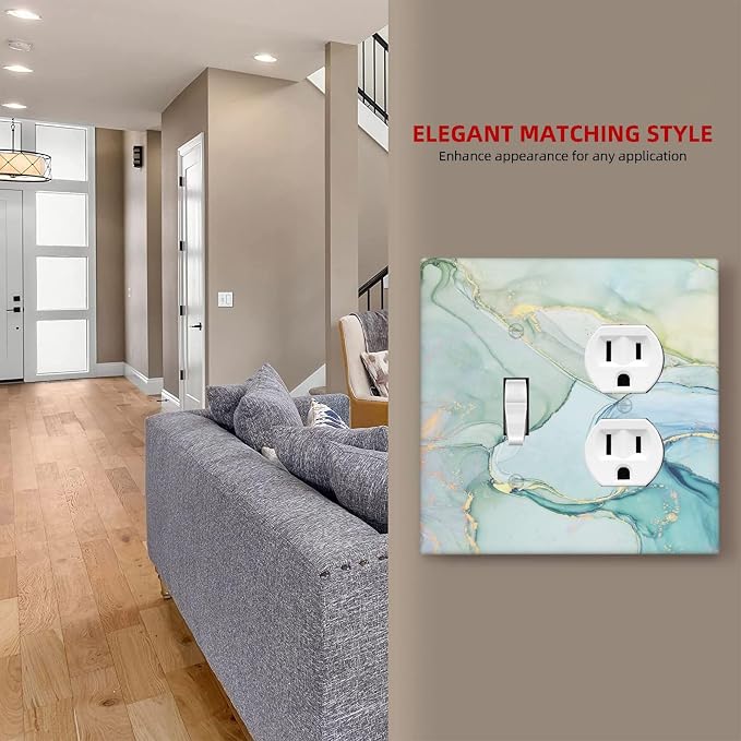 Wallplates Teal Gold Marbling Turquoise 1 Toggle 1 Duplex Switch Plate - Image 7