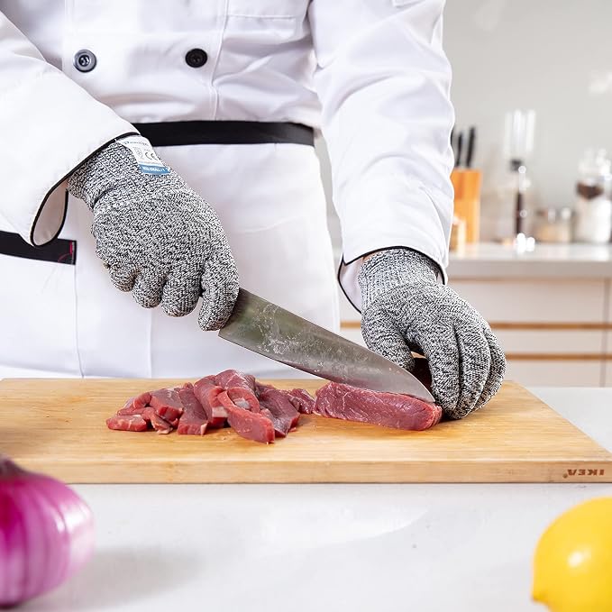 Dowellife 3 Pairs Cut Resistant Gloves Food Grade Level 5 Protection, Safety - Image 2