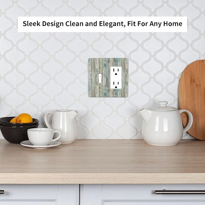 Tea Vintage Wood Plank Distressed Grain Rustic Shiplap Board 2 Gang Light - Image 7